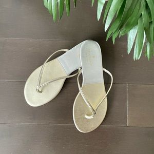 Kate Spade gold and silver flip flops